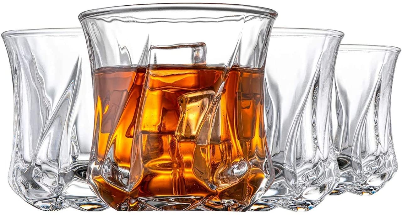 Whiskey Glass Set of 6, 300ml - Crystal Drinking Glass - Juice Glass & Whiskey Glass Set - Perfect for Home, bar & Party Glass Set