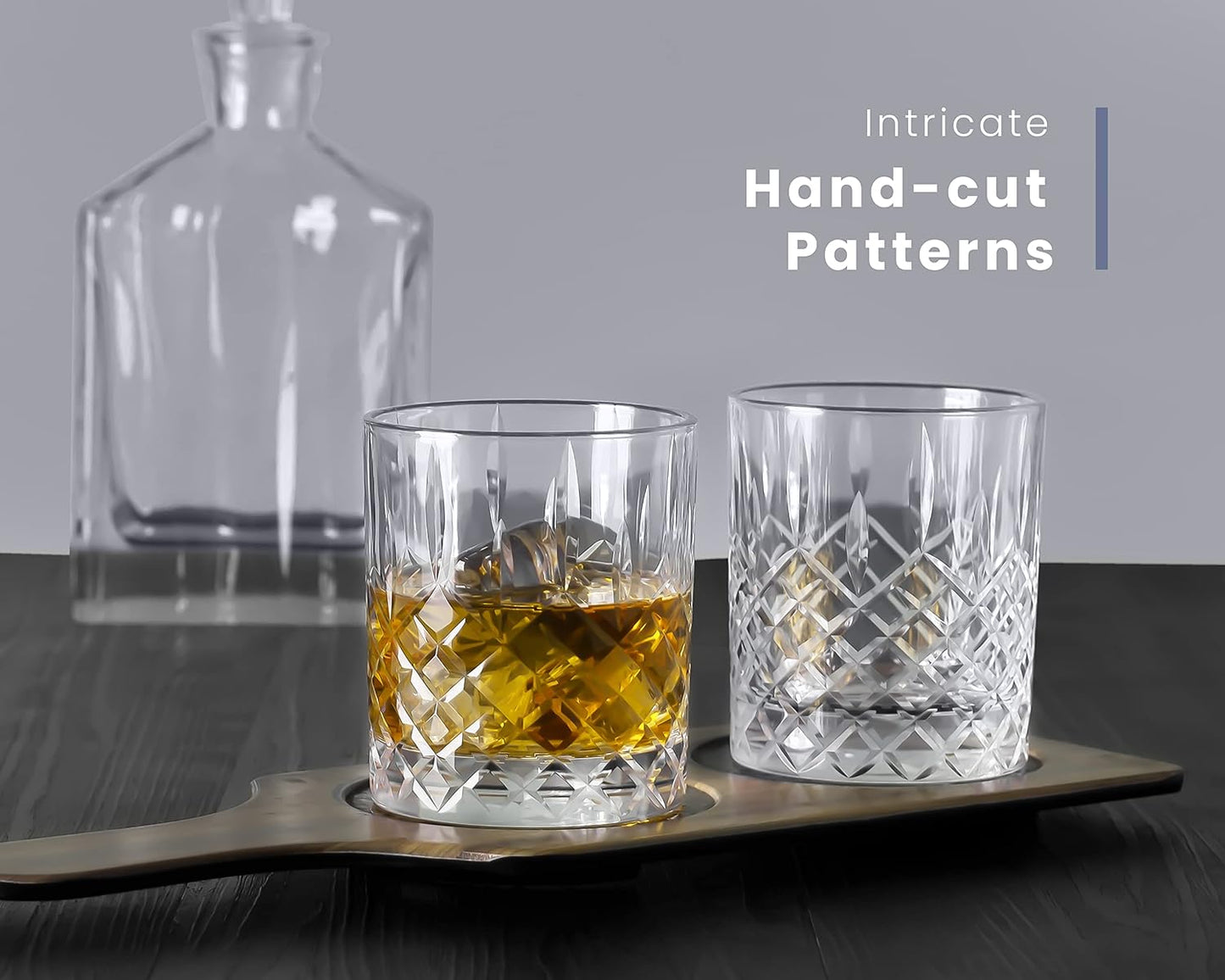 Premium Hand Cut Whiskey Glasses (13 OZ, Set of 4) - Handmade Double Old Fashioned Scotch Glasses - Gift for Bourbon Lovers - Style Glassware for Rum - 4 Rocks glasses in Gift Box