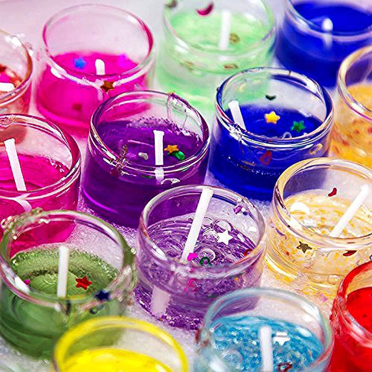 Glass Jelly Gel Candles (Pack of 6) | Cute Romantic Unscented Smokeless Dripless Candles for Diwali Decoration, Home Decor, Office & Festivals