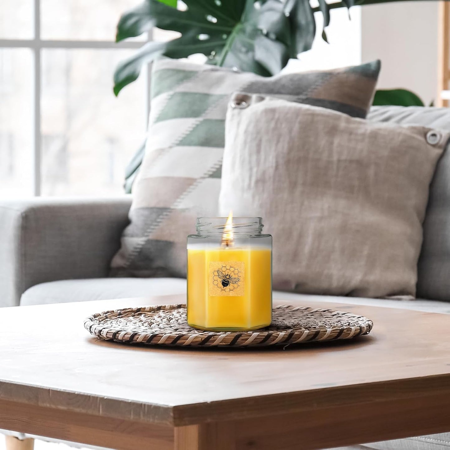 Beeswax Candle in Glass Jar, 100% Pure Beeswax Candle Organic Long Burning Yellow Bees Wax Bridesmaid Gift for Bridal Shower Bachelorette Party
