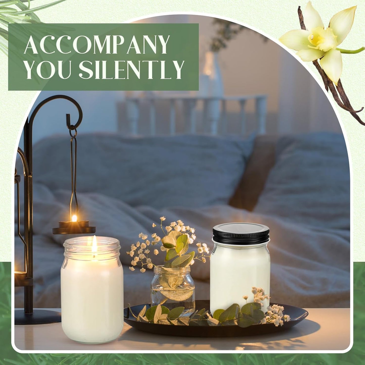 Set of 4 Soy Wax Scented Candles in Mason Jars | 12oz Aromatherapy Candles for Home & Gift Use