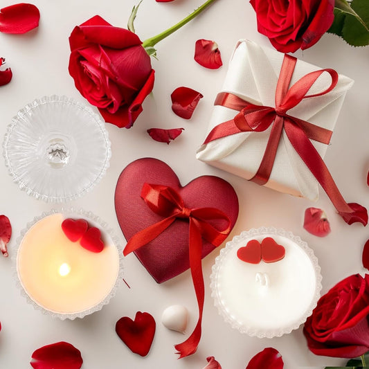 Small Heart Candle in Glass Jar, Soy Wax Long Lasting Jasmine Scented Candles, Aromatherapy Candle Gift for Diwali, Valentine's Day, Birthday, Thanksgiving