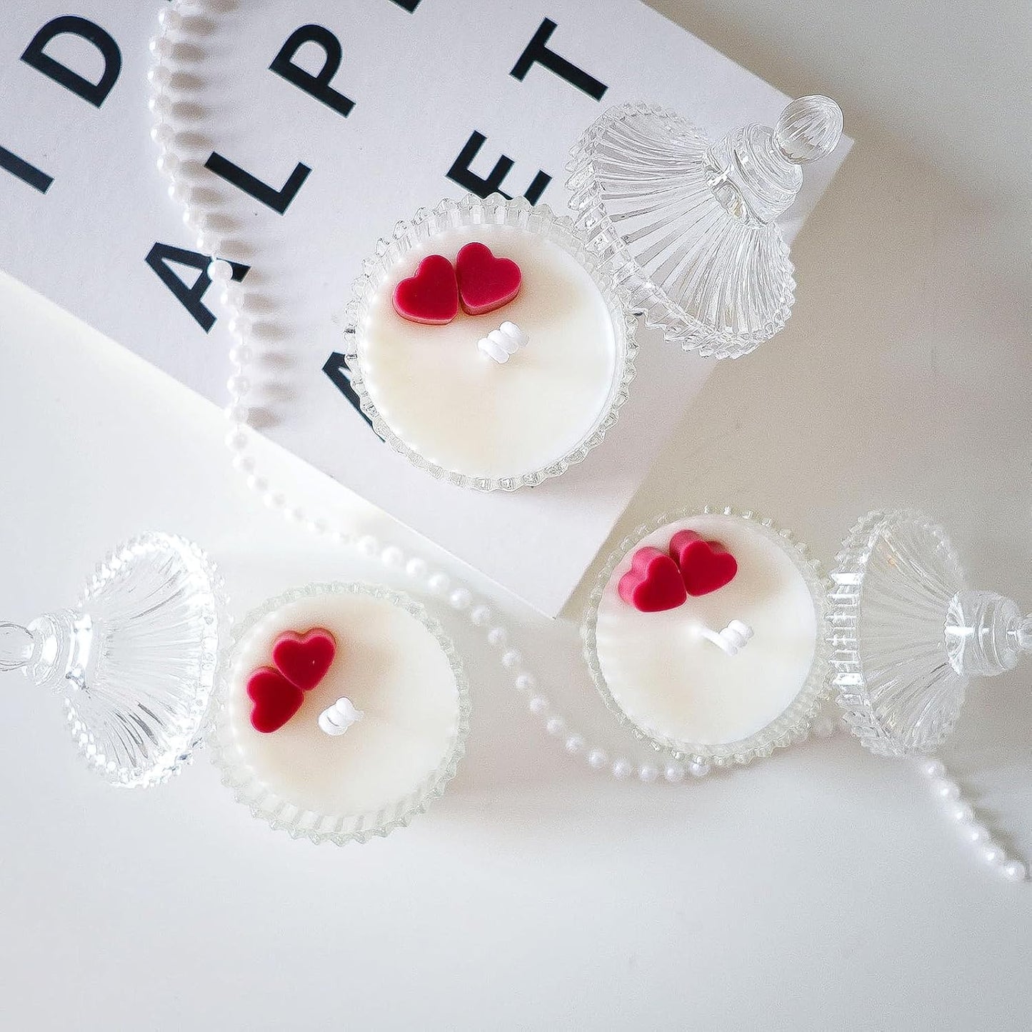 Small Heart Candle in Glass Jar, Soy Wax Long Lasting Jasmine Scented Candles, Aromatherapy Candle Gift for Diwali, Valentine's Day, Birthday, Thanksgiving