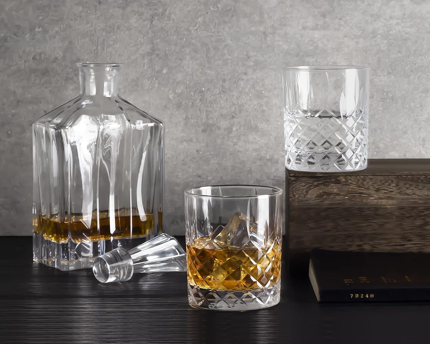 Premium Hand Cut Whiskey Glasses (13 OZ, Set of 4) - Handmade Double Old Fashioned Scotch Glasses - Gift for Bourbon Lovers - Style Glassware for Rum - 4 Rocks glasses in Gift Box