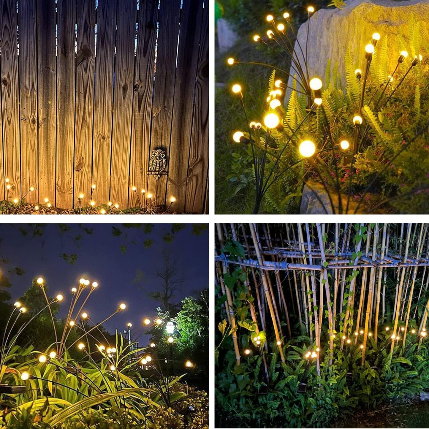 Solar Christmas Lights - Solar Garden Lights Outdoor, Solar Firefly Lights, Sway by Wind, Solar Fairy Lights Outdoor Waterproof for Yard Garden Christmas Decoration(Warm White)