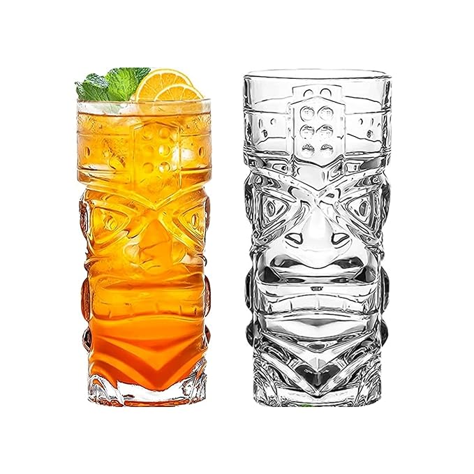 Glassware Cocktail Glasses Hawaiian Style Tiki Mugs-2 400 ml. | Cocktail Glasses for Alcoholic Drinks, Cocktails, Beverages, Water, Juice Etc