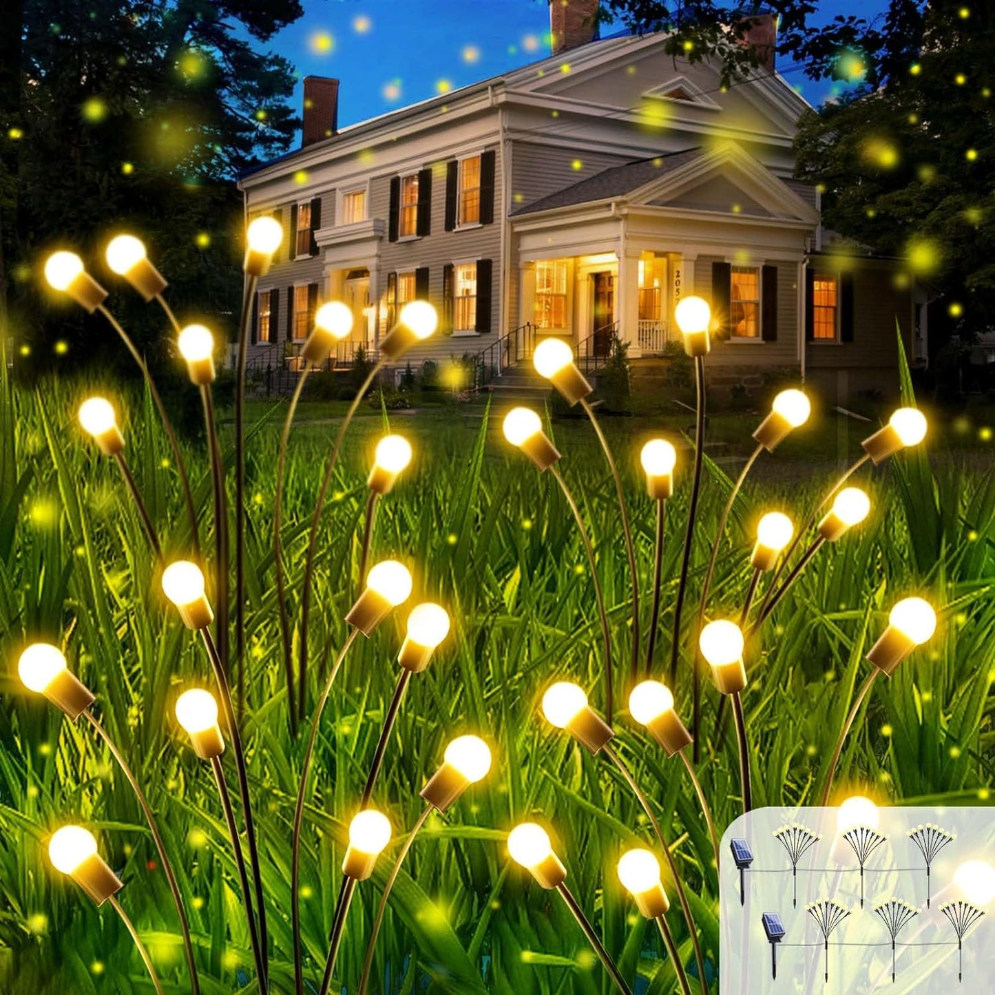 Solar Christmas Lights - Solar Garden Lights Outdoor, Solar Firefly Lights, Sway by Wind, Solar Fairy Lights Outdoor Waterproof for Yard Garden Christmas Decoration(Warm White)