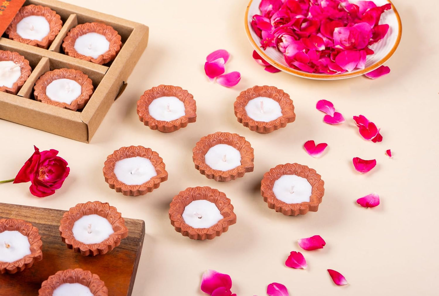 Mitti Glow Buddies |Wax Diya Candle | Unscented | Smokeless | No Residue | 2 Hours Burn Time
