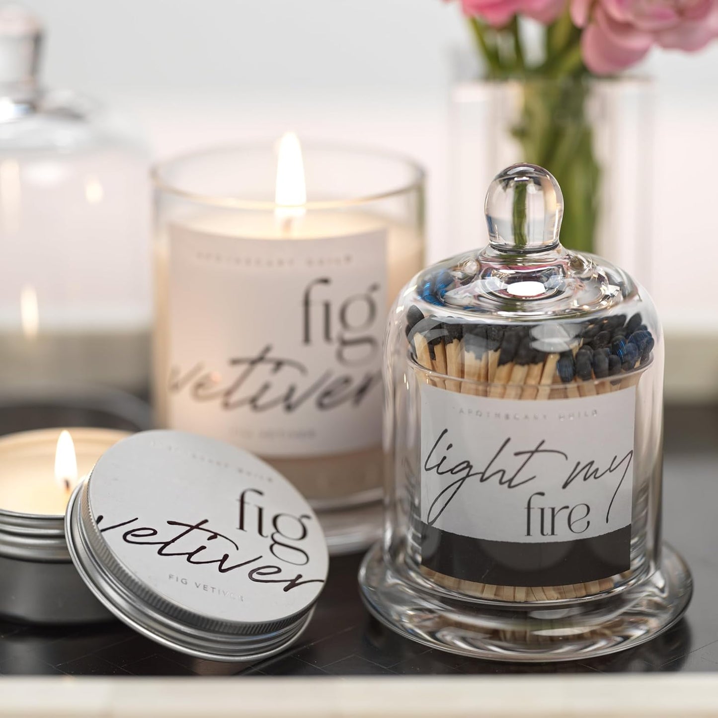 Scented Jar Candle with Glass Cloche, 10.19 oz