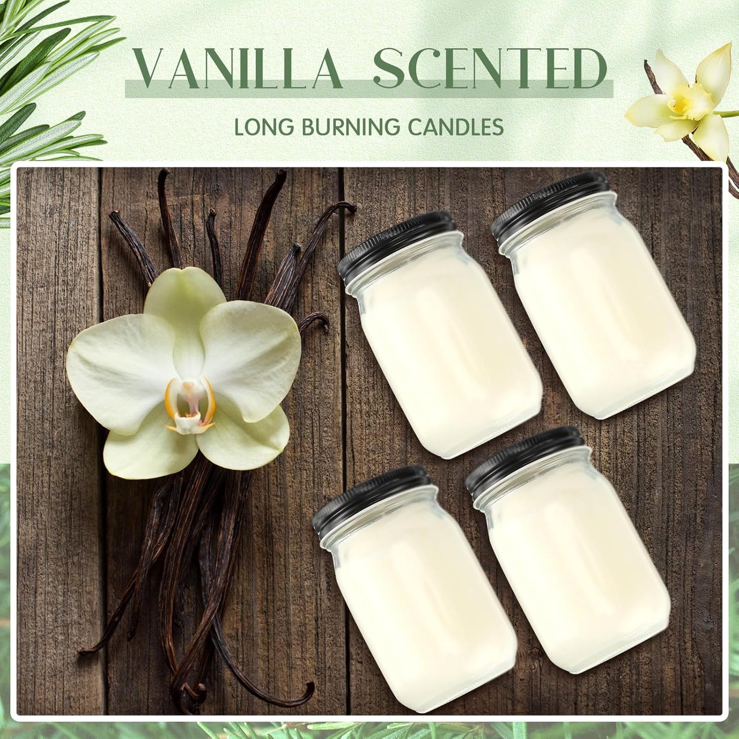 Set of 4 Soy Wax Scented Candles in Mason Jars | 12oz Aromatherapy Candles for Home & Gift Use