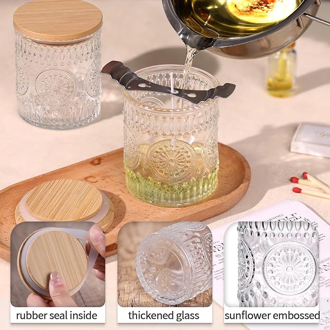 Clear Candle Jar 7.5oz with Lid | Reusable Glass Container for Candle Making