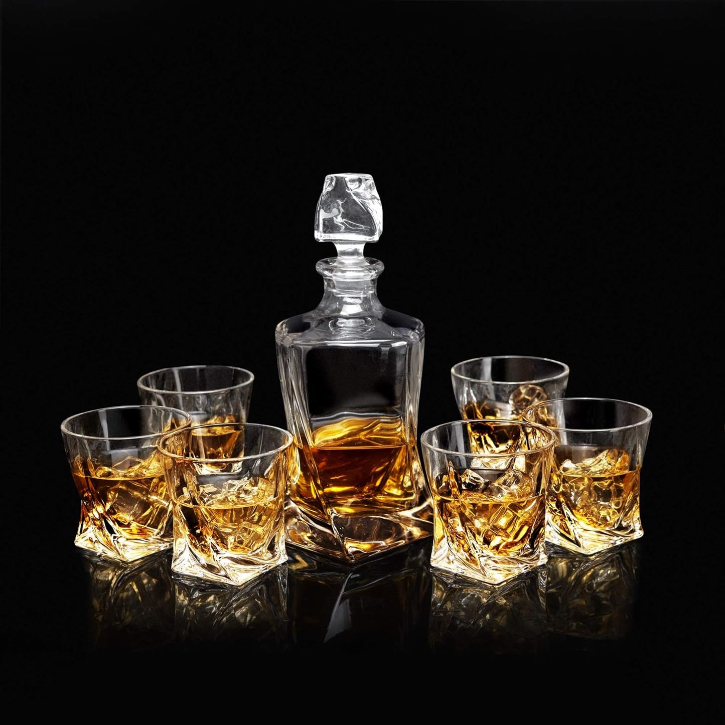 Whiskey Decanter Set, Premium Crystal Liquor Decanter with 6 Old Fashioned Glasses for Cocktail Scotch Bourbon Irish Whisky Alcohol, Unique Men Gifts for Christmas New Year