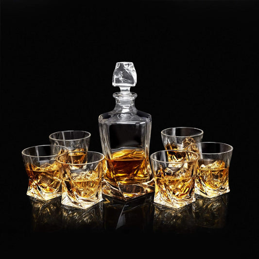 Whiskey Decanter Set, Premium Crystal Liquor Decanter with 6 Old Fashioned Glasses for Cocktail Scotch Bourbon Irish Whisky Alcohol, Unique Men Gifts for Christmas New Year