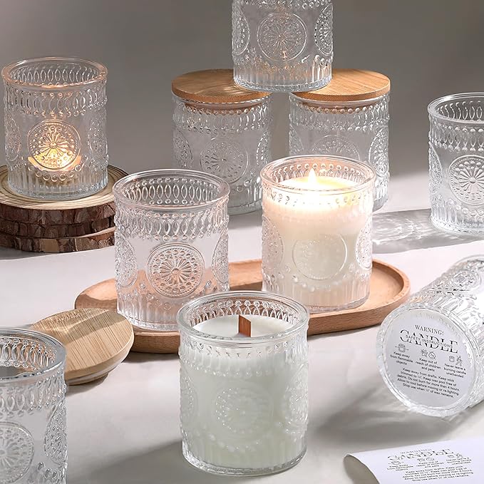 Clear Candle Jar 7.5oz with Lid | Reusable Glass Container for Candle Making