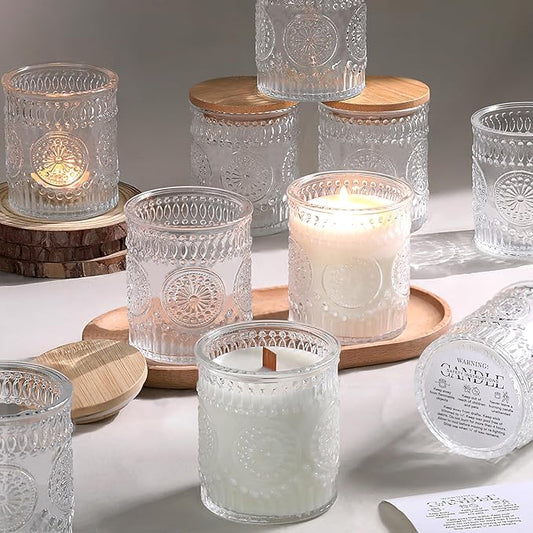 Clear Candle Jar 7.5oz with Lid | Reusable Glass Container for Candle Making