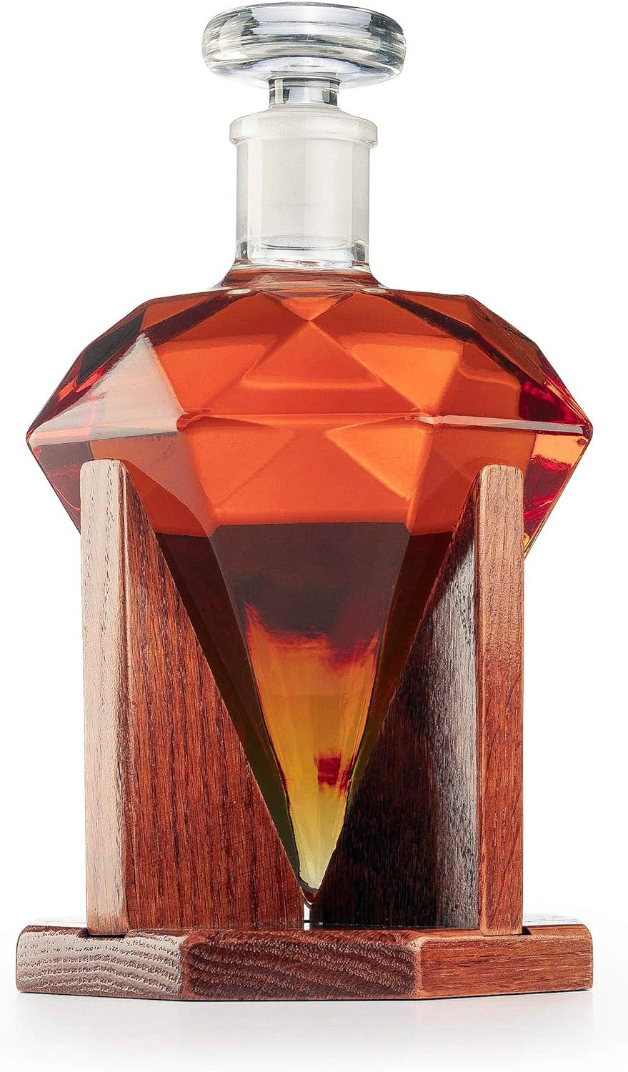 Diamond Decanter For Whiskey, Liquor, Scotch, Rum, Bourbon, Vodka, Tequila Decanter, The Wine Savant 750ml - Gifts For Men & Women Clear