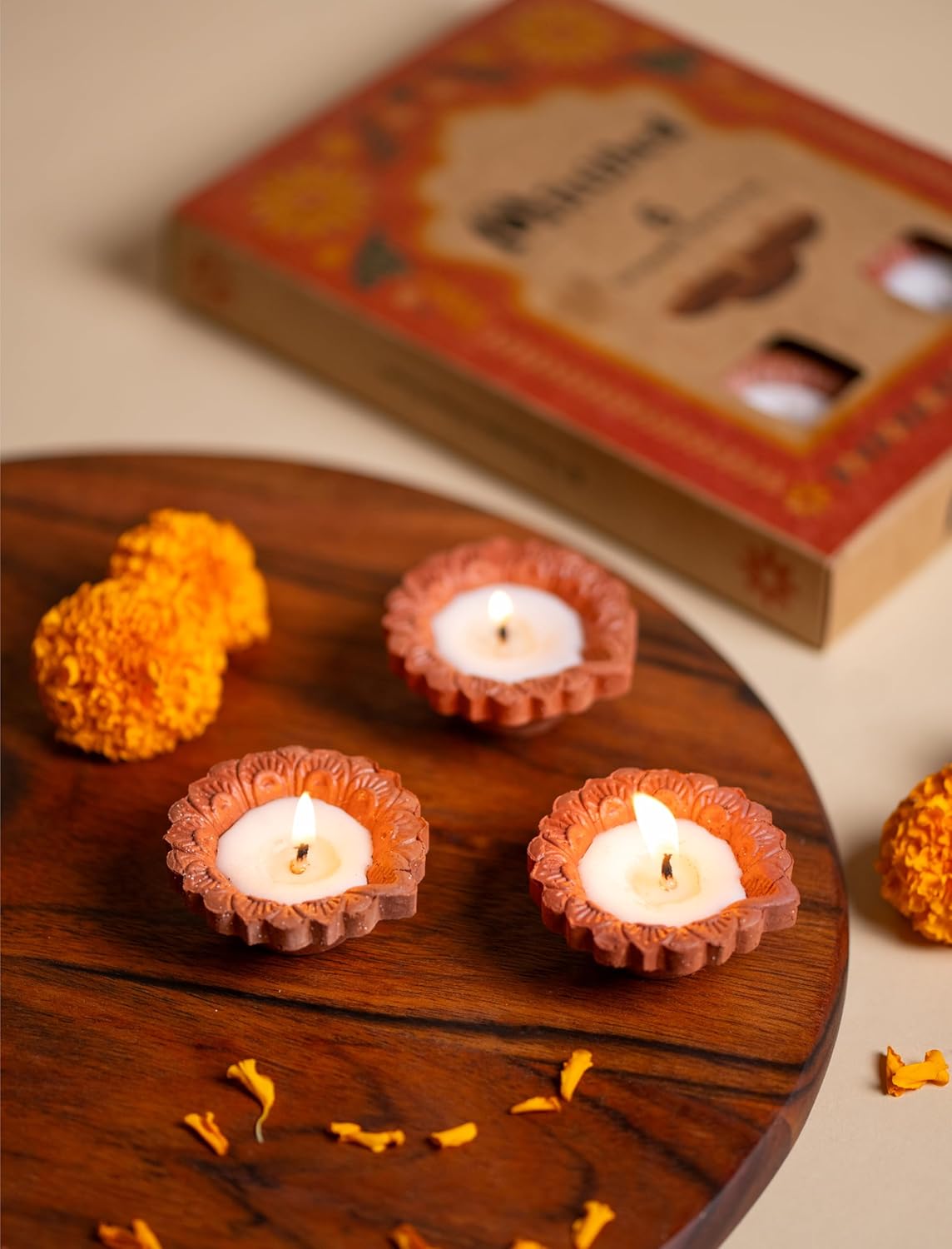 Mitti Glow Buddies |Wax Diya Candle | Unscented | Smokeless | No Residue | 2 Hours Burn Time
