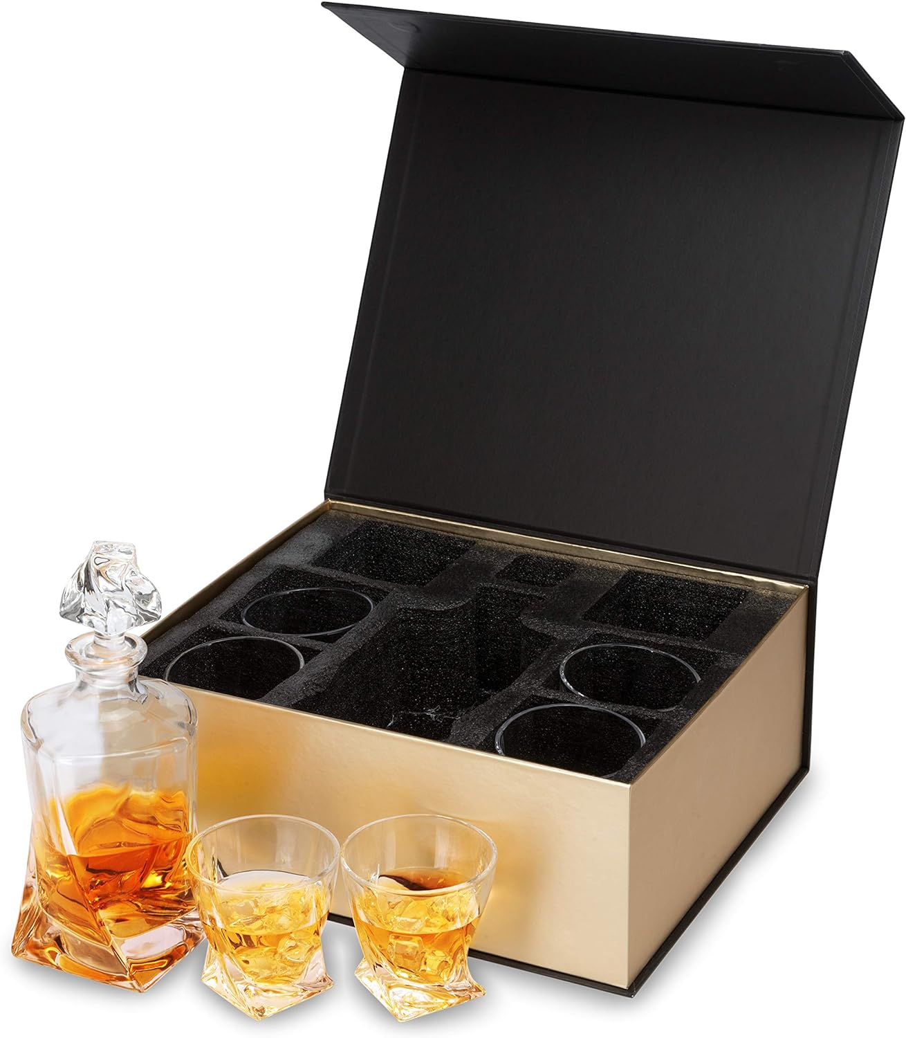 Whiskey Decanter Set, Premium Crystal Liquor Decanter with 6 Old Fashioned Glasses for Cocktail Scotch Bourbon Irish Whisky Alcohol, Unique Men Gifts for Christmas New Year