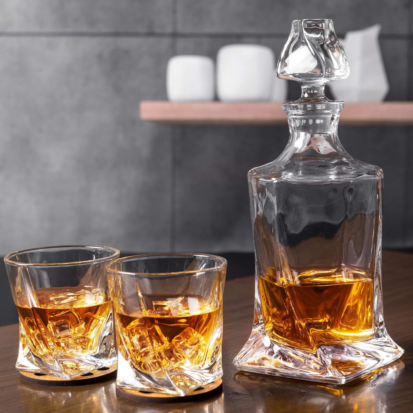 Whiskey Decanter Set, Premium Crystal Liquor Decanter with 6 Old Fashioned Glasses for Cocktail Scotch Bourbon Irish Whisky Alcohol, Unique Men Gifts for Christmas New Year