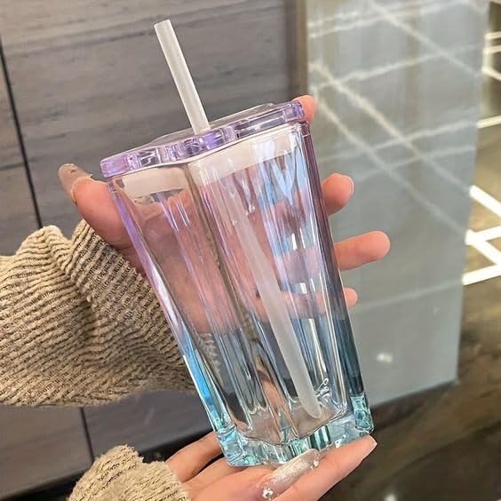 Chalbhai 10oz Glass with Lid and Straw