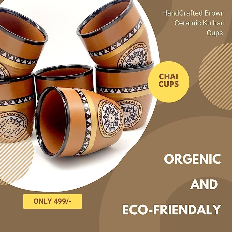 Chalbhai Brown Ceramic Kulhad Set