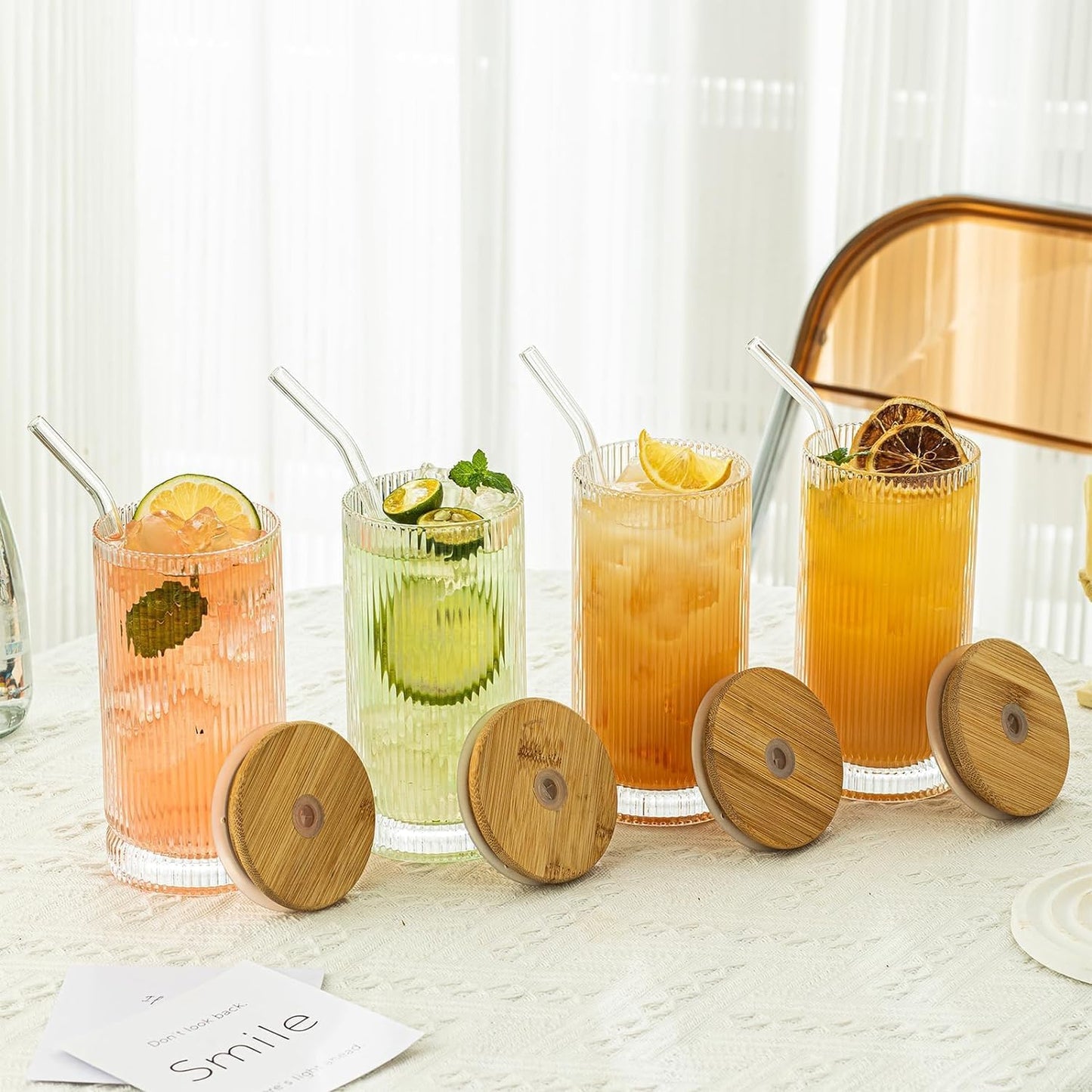 Chalbhai Can Shaped Glass Cup with Straw