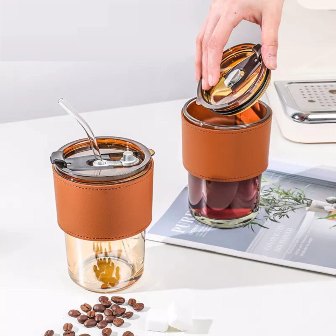 Mug with Straw and lid Coffee Cup Sipper Glass with Straw Mug with Straw Coffee Cup with lid Tumbler with Straw Glass Sipper with Straw 450 ML