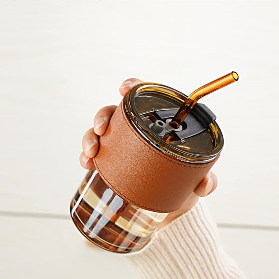 Mug with Straw and lid Coffee Cup Sipper Glass with Straw Mug with Straw Coffee Cup with lid Tumbler with Straw Glass Sipper with Straw 450 ML