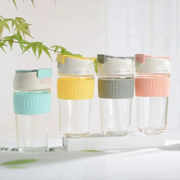 Sports Water Bottle Multicolor Portable Bounce Student Water Cup Travel Gym Glass Mason Jar