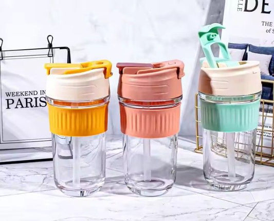 Sports Water Bottle Multicolor Portable Bounce Student Water Cup Travel Gym Glass Mason Jar