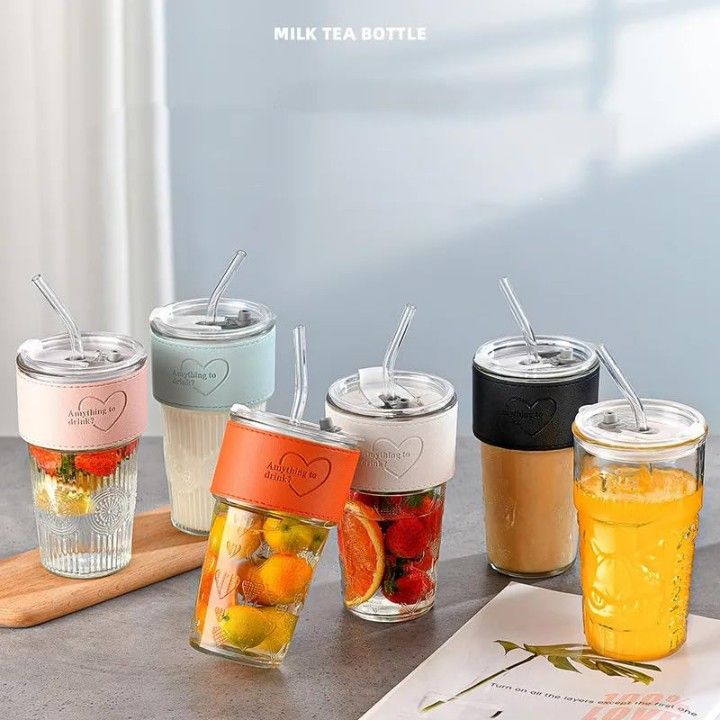 SIPPER MUG WITH GRIP WITH LID AND STRAW 400ML (Random Color)