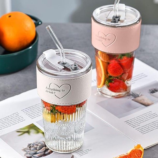 SIPPER MUG WITH GRIP WITH LID AND STRAW 400ML (Random Color)