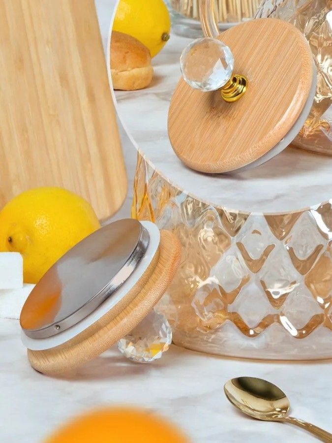 KETTLE WOODEN CRYSTAL PRINT LID GOLD