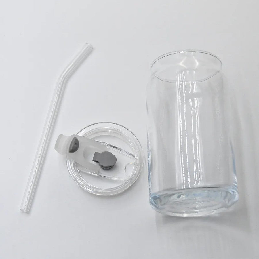 Soda Can Glass Sipper Cup Mug for Kids Fruit Jucie Milk Sipper Tumbler with Lid and Starw -Pack of 1-540ml- Green Tea and Mojito Coffee Can with Starw