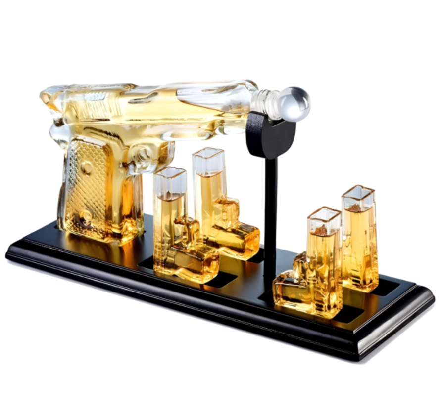 Whiskey Gun Decanter & Glasses Set