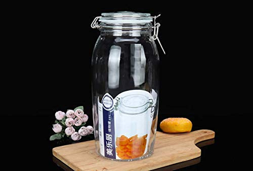 Round Airtight Glass Canister Food Storage Jars with Sealed Airtight Lids for Fermenting, Preserving and Storage - Cereal, Preserves, Spice, Beans