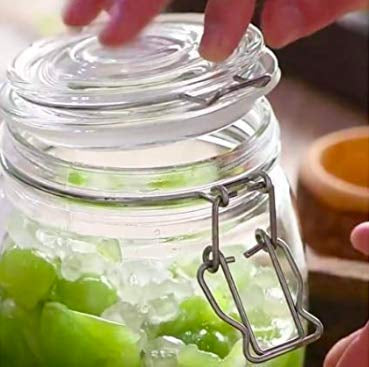 Round Airtight Glass Canister Food Storage Jars with Sealed Airtight Lids for Fermenting, Preserving and Storage - Cereal, Preserves, Spice, Beans