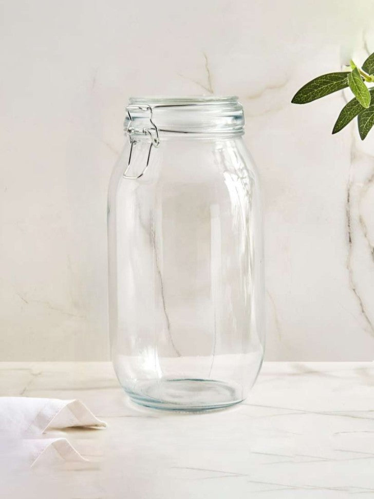 Round Airtight Glass Canister Food Storage Jars with Sealed Airtight Lids for Fermenting, Preserving and Storage - Cereal, Preserves, Spice, Beans
