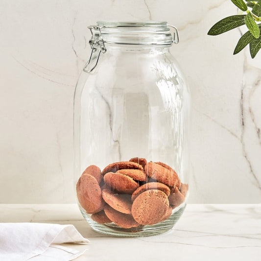 Round Airtight Glass Canister Food Storage Jars with Sealed Airtight Lids for Fermenting, Preserving and Storage - Cereal, Preserves, Spice, Beans