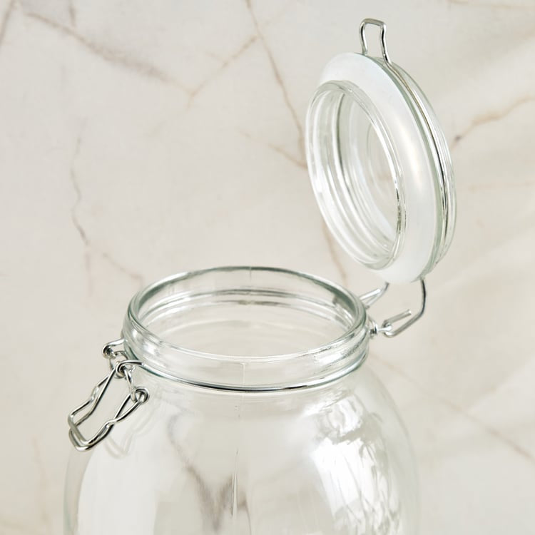 Round Airtight Glass Canister Food Storage Jars with Sealed Airtight Lids for Fermenting, Preserving and Storage - Cereal, Preserves, Spice, Beans
