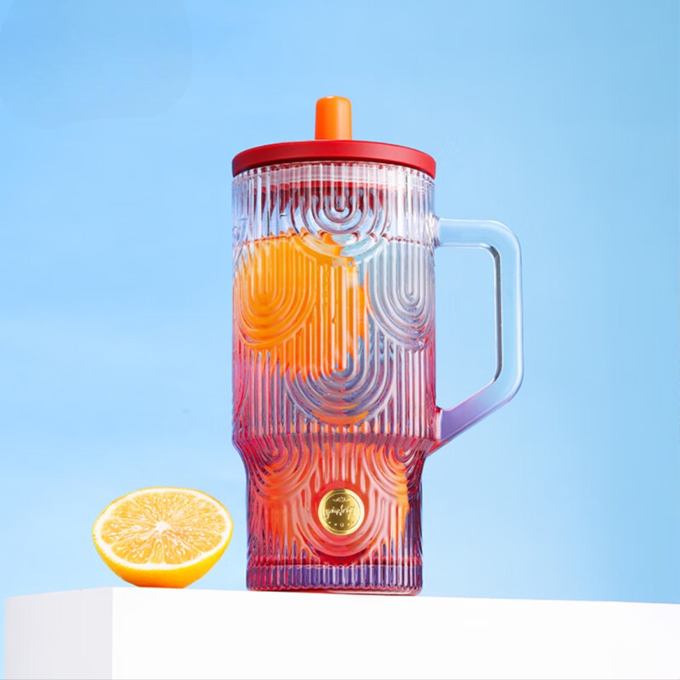 glass cup ice cup high value home office giant water cup ice straw cup [glazed green] 620ml 1 piece