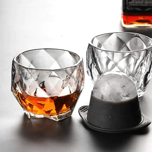 Diamond Shaped Whiskey Glass Vodka, Bourbon Crystal Rocks Whiskey Glasses Scotch Liquor 300ML