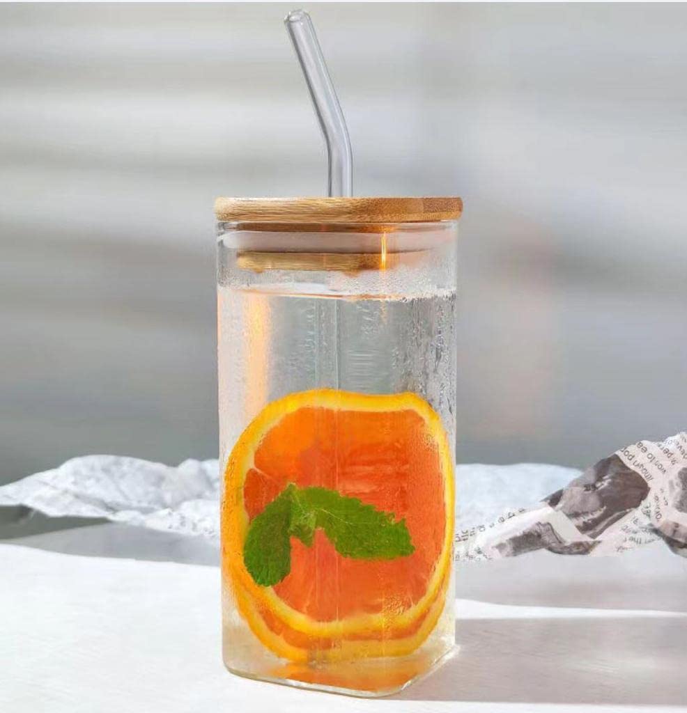 can shaped glass juice tumbler set