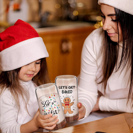 christmas can shaped glass cups set of 6