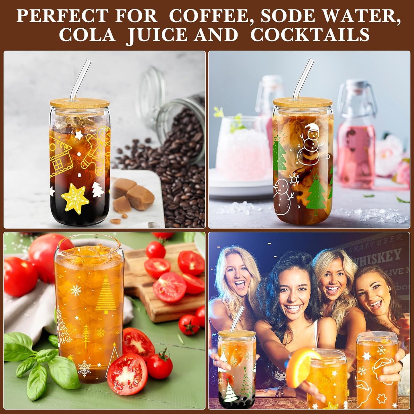 christmas party drinkware glass set