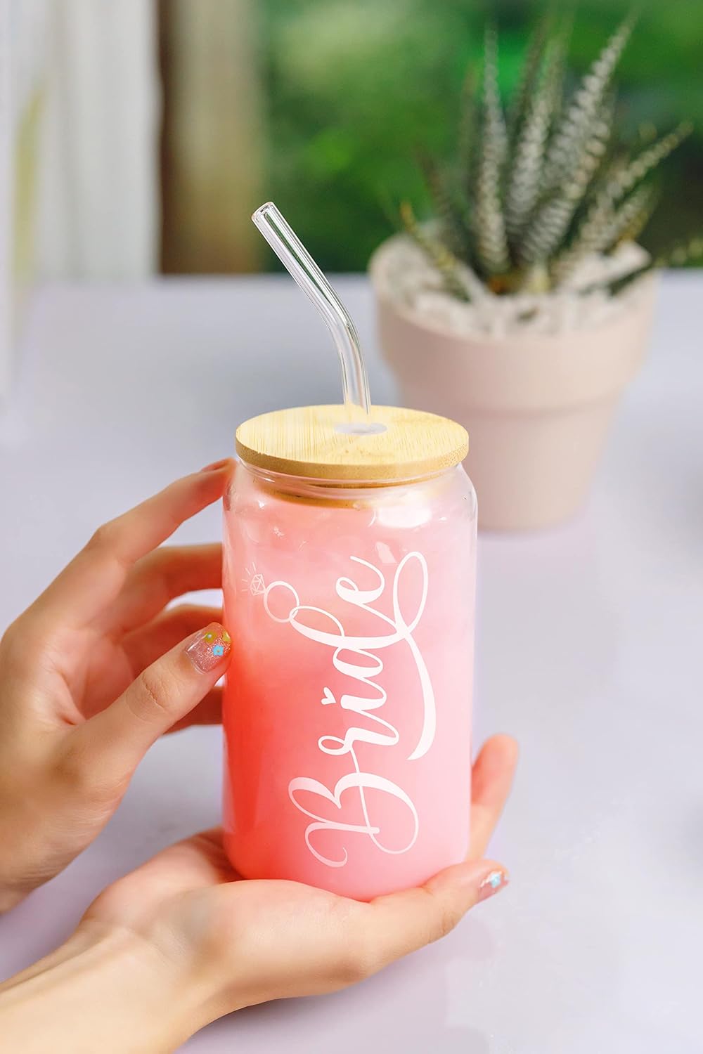 coffee glass with bamboo lid