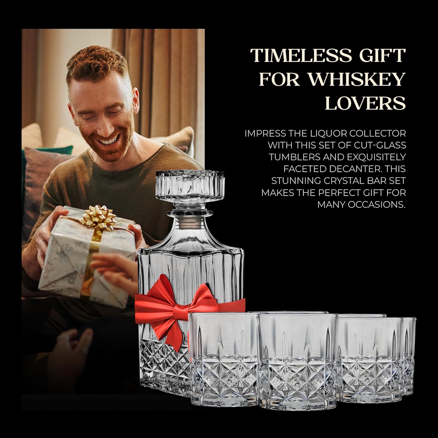 crystal whiskey decanter set