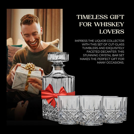 crystal whiskey decanter set