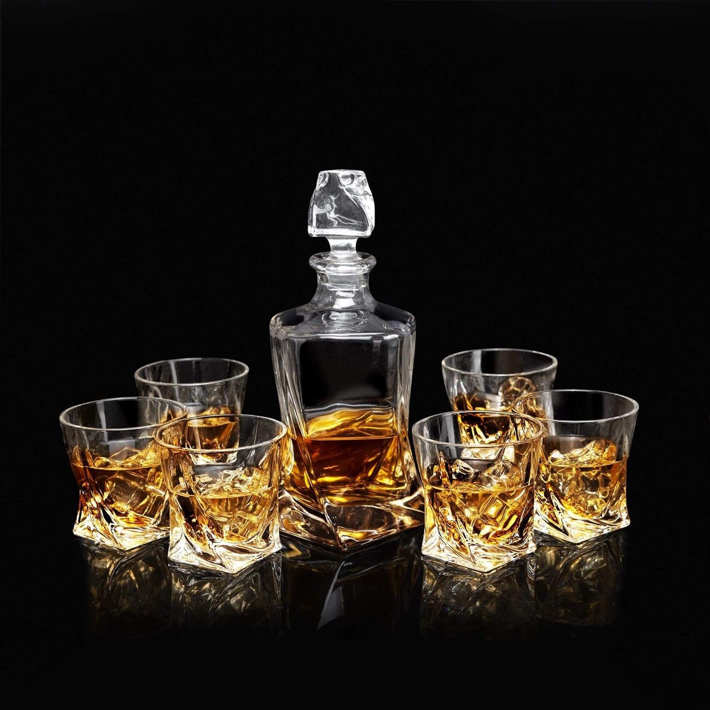 crystal whiskey decanter set