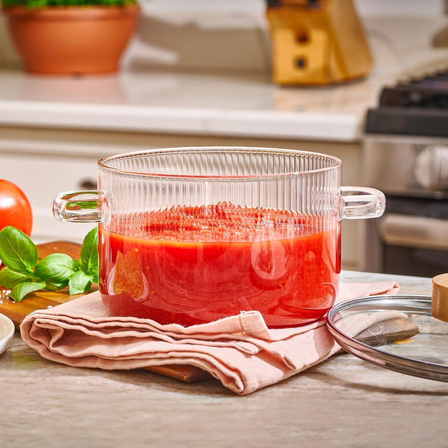 glass pasta pot